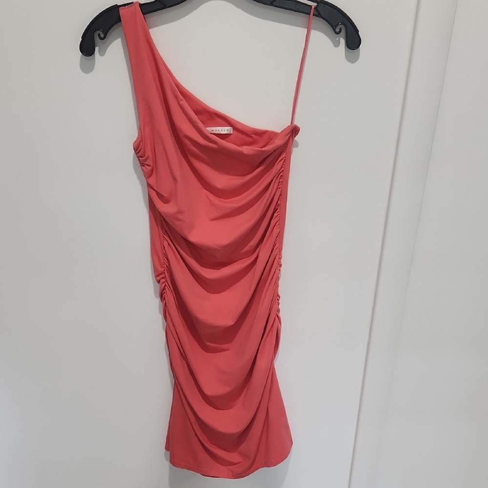 Susana Monaco Coral Pink One Shoulder Dress